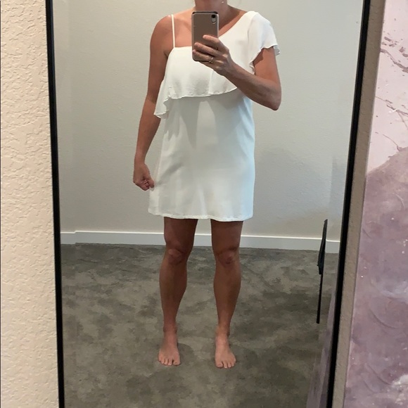 1.State Asymmetrical White Rayon Dress - Picture 4 of 4